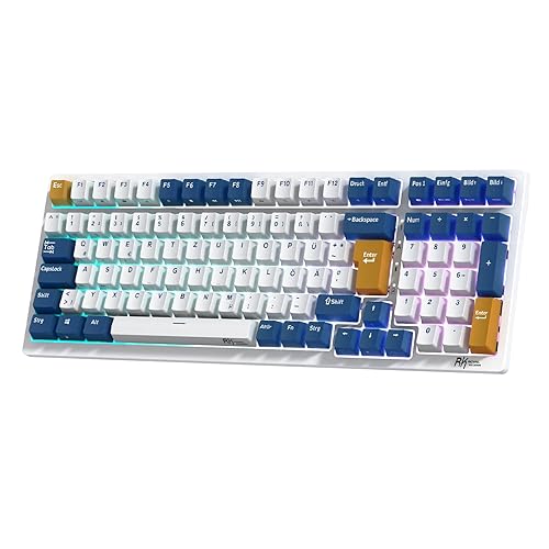 RK ROYAL KLUDGE RK98 Mechanical Keyboard Wireless Gaming Keyboard 2.4G/Bluetooth 5.1/USB-C RGB Backlit German Layout QWERTZ 100 Keys Hot Swappable Red Switch, White
