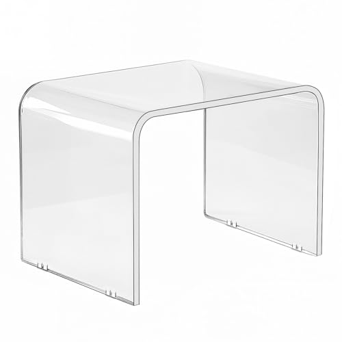 BOPKOWI Acrylic Stool,Acrylic Step Stool,Acrylic Small Step Stool,Clear Acrylic Footstool for Bathroom Bedroom Kitchen,Holds Up to 250lbs