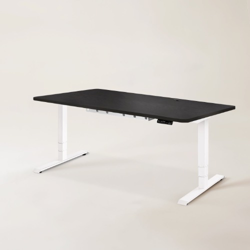 Standing Office Desk - L (70" × 29") / White / Oak Black