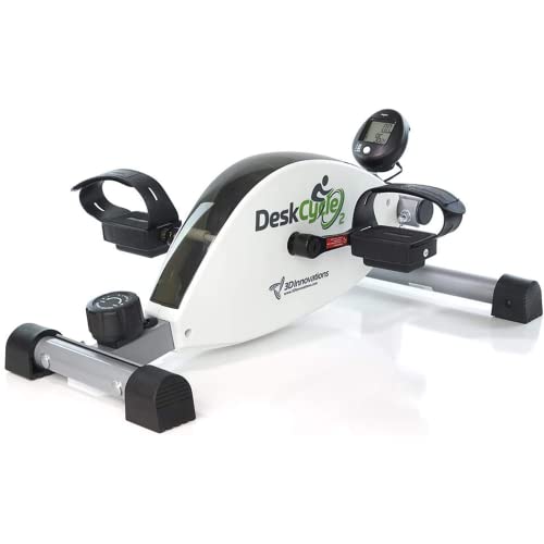 DeskCycle Under Desk Bike Pedal Exerciser - Stationary Bikes for Home & Office - Standard and Adjustable Height Versions - White Adjustable Height