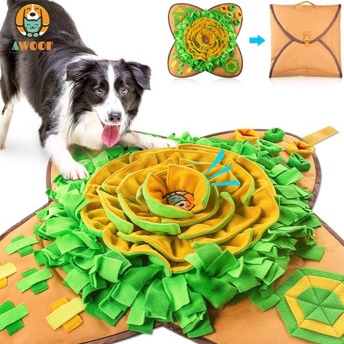 AWOOF Snuffle Mat Pet Dog Feeding Mat, Durable Interactive Dog Puzzle Toys Encourages Natural Foraging Skills - 