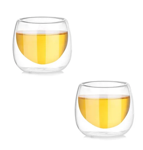 Baskety Double Wall Glass Tea Cups, Glass Tea Cups Set, Glass Coffee Cup, Glass Tea Cups for Tea or Coffee, Juice (Pack of 2)