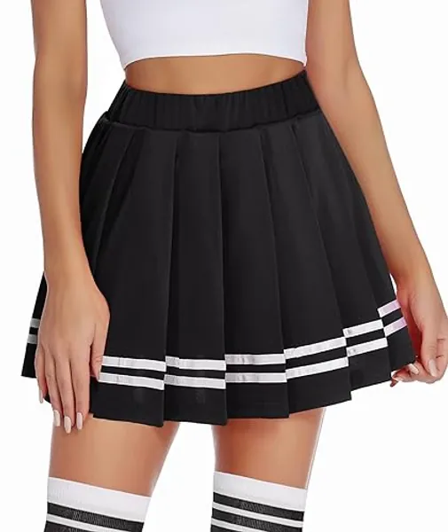 Avidlove Womens Pleated Skirt School Uniform Skirt Mini Skirt Pleated Cheer Skirt - Medium - Black