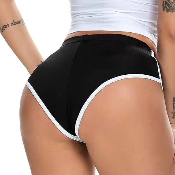Women's Sexy Booty Shorts Retro Dolphin Shorts Sports Yoga Gym Running Hot Pants - Medium - Style2-black