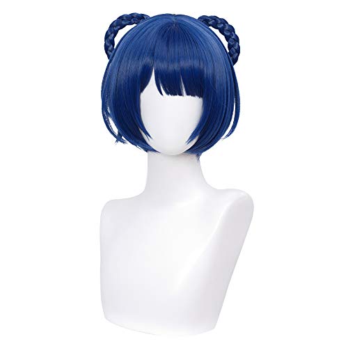 Uniquebe Short Blue Xiangling Cosplay Wig for Game Anime Wig for Halloween Role Playing Cosplay Wigs+1 Cap (Xiangling)