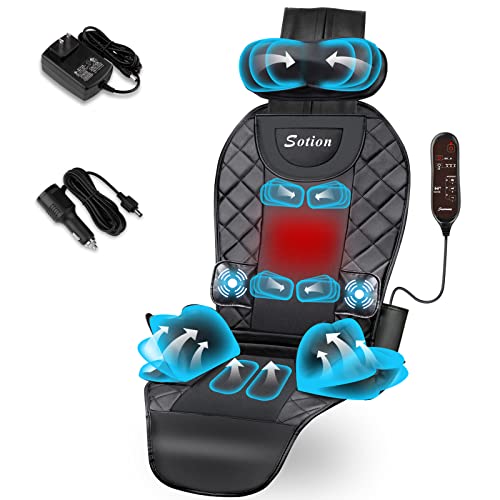 Sotion Neck Back Massager Chair Pad with Heat for Back Pain, Height Adjustable Vibration Chair Massager Seat Cushion for Home Office Gifts for Mom Dad
