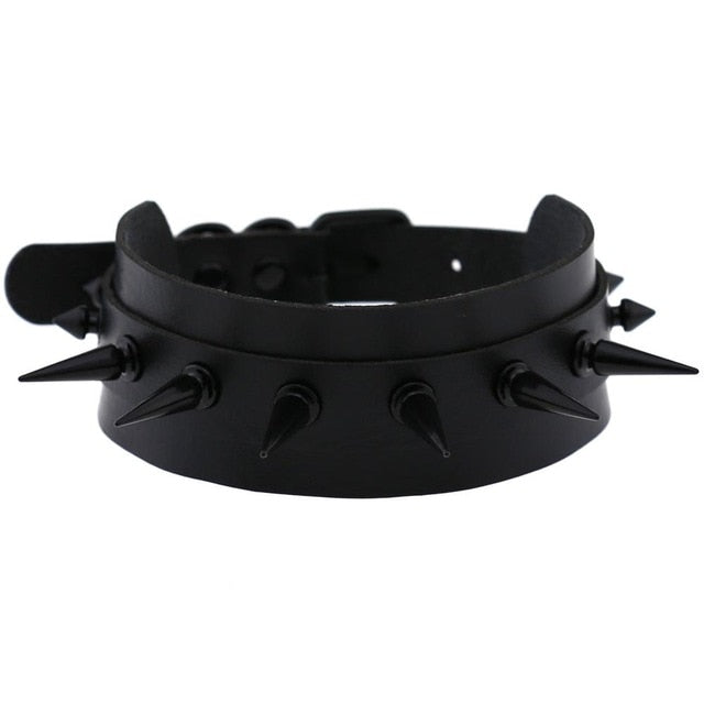 'Chucky' Black Goth Rivet Choker - Black