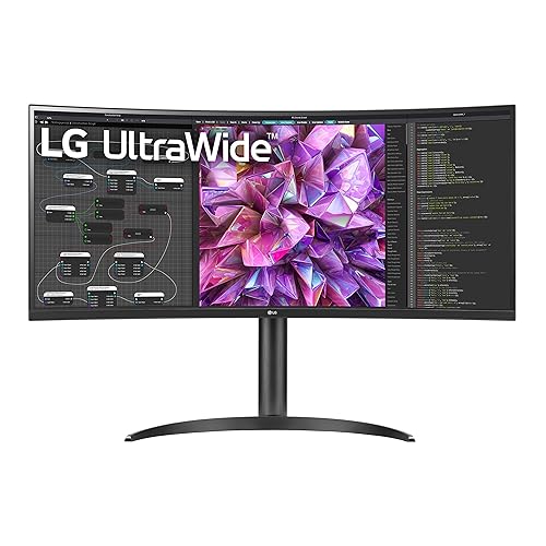 LG UltraWide QHD 34-Inch Curved Computer Monitor 34WQ73A-B, IPS with HDR 10 Compatibility, Built-In-KVM, and USB Type-C, Black - Power Delivery : 90W