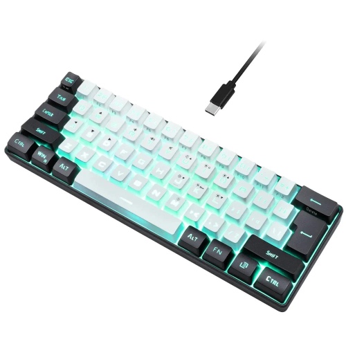 Onetify Floating Keycaps Compact Wired RGB Gaming Keyboard - WHITE