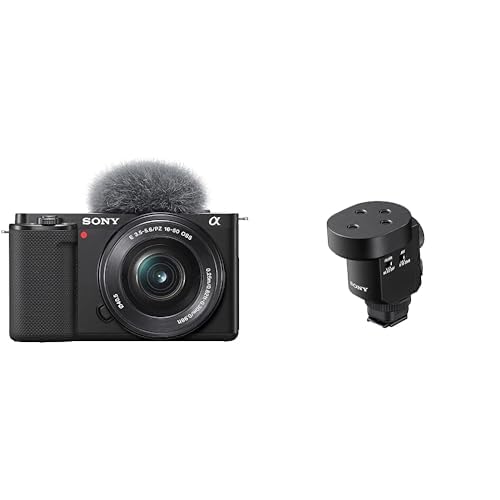 Sony Alpha ZV-E10 | Appareil Photo vidéo Hybride APS-C Vlog avec Optique Zoom motorisée 16-50mm f/3.5-5.6 (vlogging, vidéo 4K) Gris + Sony Micro-Canon Digital ECM-M1 - Kit + Micro-Canon