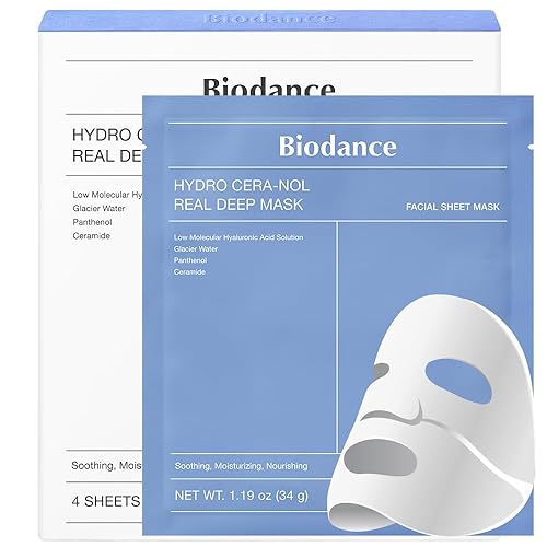 BIODANCE Hydro Cera-nol Real Deep Mask, Overnight Hydrogel Mask, Soothing, Moisturizing, Nourishing, 1.19oz(34g) x 4ea - 4 Count (Pack of 1) - Cera-nol Mask
