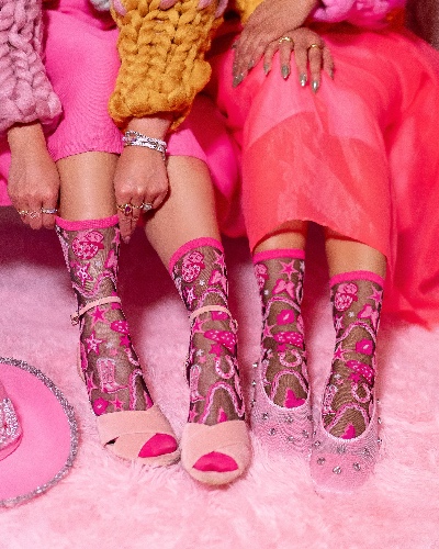 Disco Barbie Black Sheer Crew Sock | Default Title