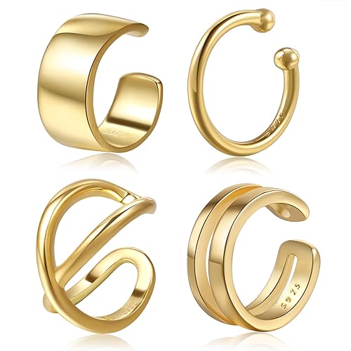 CHIC & ARTSY Cuff Earrings 925 Sterling Silver Ear Cuff Earrings Non-Piercing Fake Helix Cartilage Cuff Earrings Various Styles Conch Ear Cuffs Fine Jewelry for Women Man - ear cuff #5