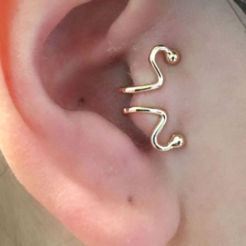 Single Earring Unique New Alloy Branch Tragus Piercing Earring | 0010E-gold