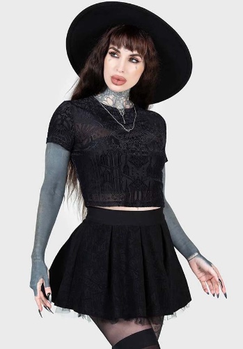 BLACK PLEATED MINI SKIRT - SMALL