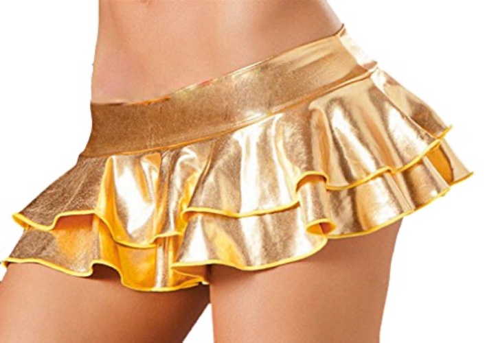 Women's Gold Metallic Pleated Mini Skirt - One Size - Gold