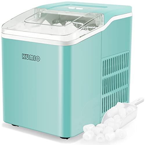 KUMIO Ice Makers Countertop, 9 Cubes Ready in 8 Mins, 26.5 lbs/24 hrs, Self-Cleaning Countertop Ice Maker, Portable Ice Machine with Ice Scoop & Basket, Blue - ICM-1232 Blue