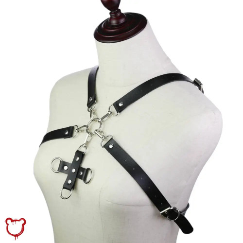 Halter Caged Gothic Leather Body - Black