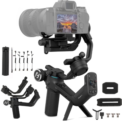 Scorp-C Estabilizador Gimbal para Cámara DSLR, Estabilizador Camera Reflex, Compatible para Sony Canon Panasonic Lumix Nikon Fujifilm, Empuñadura Trasera, Modo de Inicio, Carga útil 5.51lbs