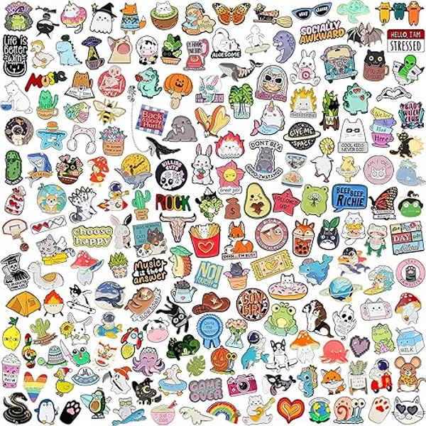 SINCCO 20/40/50 Pcs Cute Enamel Backpack Pins, Funny Anime Enamel Lapel Pins Bulk Set Cool Brooch Button Pins Badge Aesthetic for Backpacks, Bag, Jacket, Kids, Girls, Festival Present (Random Style) - 20