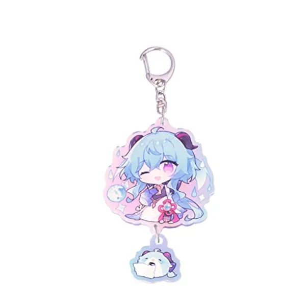 Game Genshin Laser Colorful Rainbow Acrylic Keychains, Cute Character Pendant Hanging Ornament - Gorou