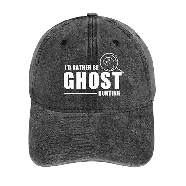Anragon I'd Rather Be Ghost Hunting Hat Halloween Hat Adjustable Hats for Men Baseball Cap Trucker Hats Women Trendy - One Size - Charcoal