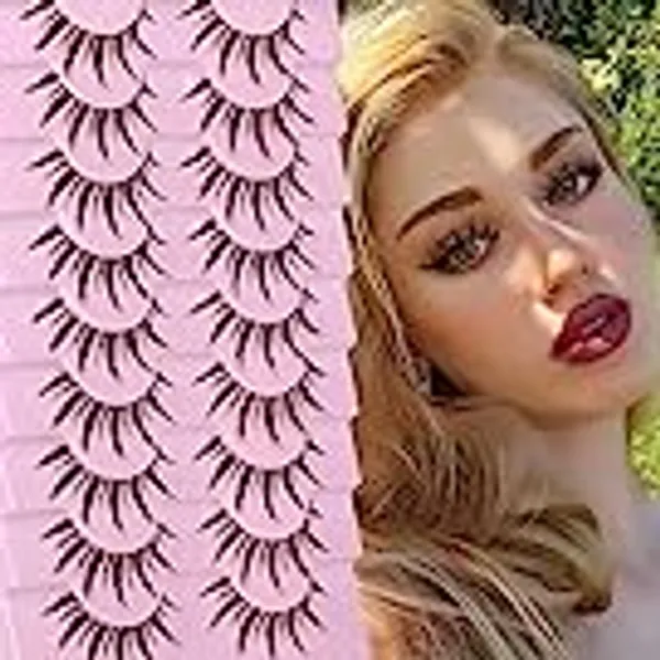 ALPHONSE Manga Lashes Spiky Anime Cosplay Eyelashes Little Devil Japanese False Lashes 15MM Natural Clear Band Doll Eye Lash Pack 9 Pairs