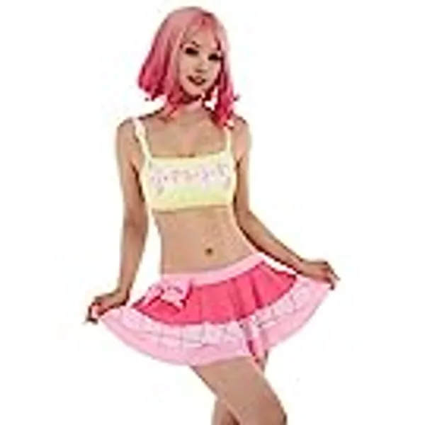 haikyuu Women Anime Kawaii Two Piece Swimsuit Cute Top and Skirt Bathing Bikini Set