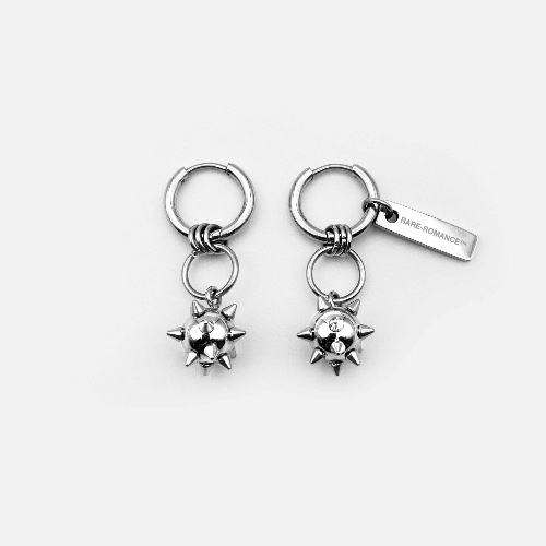 METAL SPIKE BALL EARRINGS | SILVER