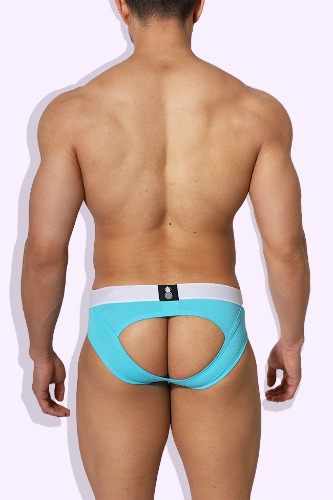 Party Animal Briefs with Rear Cutout - Aqua | XL / Blue