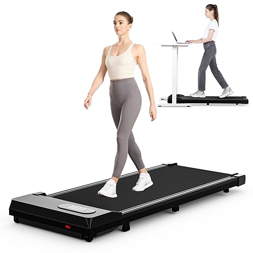 HomeFitnessCode Walking Pad, 5MPH Under Desk Portable Treadmill for Home & Office, 38.5"×15.2" Running Belt, Quiet<45dB, Remote Control, 300 LBS Capacity - Black