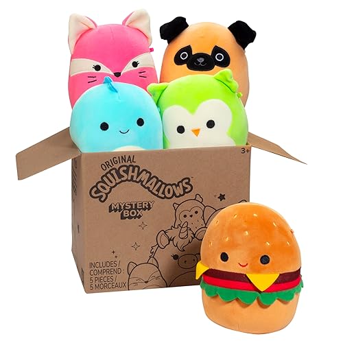 Squishmallows Original Mystery Box 5-Inch Plush 5 Pack - Official Jazwares Plush - Collectible Soft & Squishy Mini Stuffed Animal Toy - Add to Your Squad - Gift for Kids, Girls & Boys