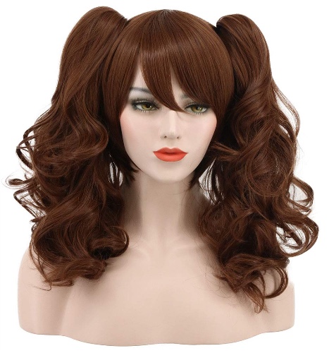 karlery Women's Long Ponytail Brown Wig Lolita Clip In Thick Claw Drawstring Halloween Costume Pigtail Wig Anime Cosplay Wig