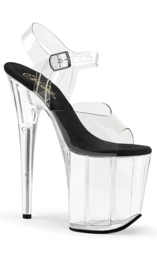 FLAMINGO-808 Clear with Black Heels | 7