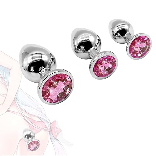 XN02-APK 3 Pieces 3 Different Metal Stainless Steel Stainless Steel Smooth Exercise Plug Kits (Pink), Suitable for Men and Women Night Games for Beginner Starter Set Suitable,Make A New Experirence