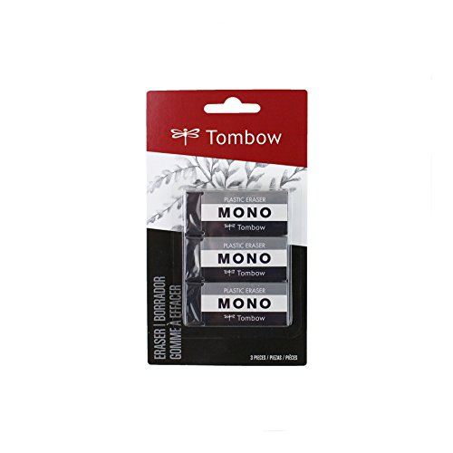 Tombow Mono Black 3-Pack, Medium Eraser (57330) - Black