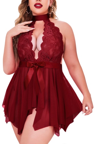 Avidlove Plus Size Babydoll for Women High Waist Teddy Chemise Floral Lace Lingerie