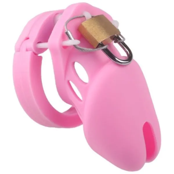 Virginity Lock Locks BDSM Toys Chastity Device Male Cage Chasity for Mens Sensual Delights Metal Cook with Plug Sunglasses T-Shirt-Round Ring (Color : Pink, Size : Short Style)