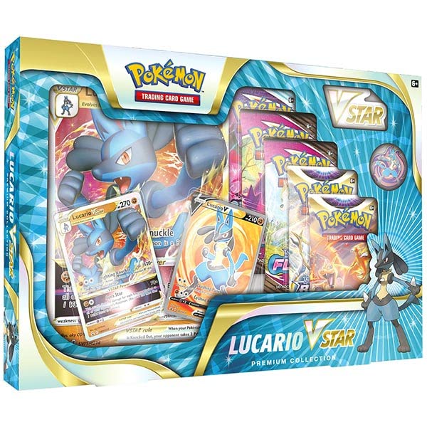 Pokémon TCG: Lucario VSTAR Premium Collection (2 Foil Promo Cards & 5 Booster Packs)