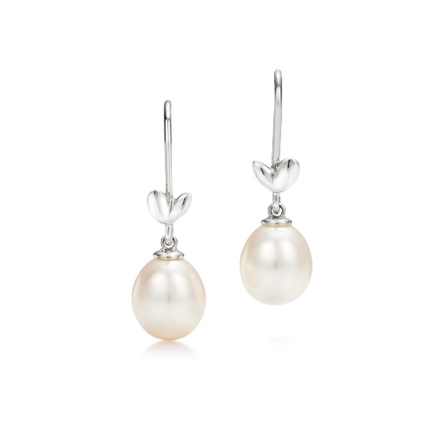 Olive Leaf Pearl Earrings