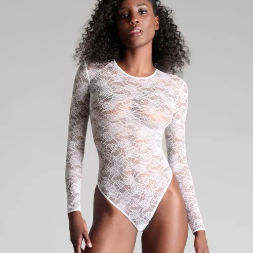 Lace long-sleeved thong bodysuit Maison Close Flashback