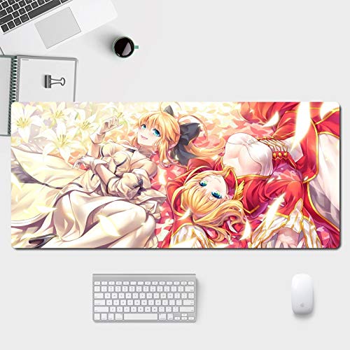 Mouse Pad for Fate/Extra Saber Nero Claudius Caesar Augustus Germanicus, 800400/900400mm Anime Surface Wear Protection Personalise Durable Large Office Home Mouse Pad, Birthday - 3mm 700*400mm