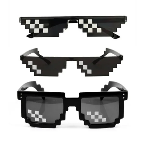 [3 Pack] Thug Life Sunglasses, Men Women Glass 8 Bit Pixel Mosaic Glasses Photo Props Unisex Sunglass Toy - Black