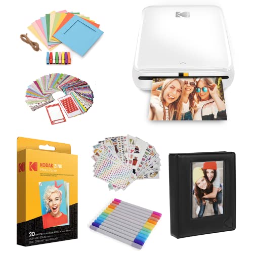 KODAK Step Printer Wireless Mobile Photo Printer with Zink Zero Ink Technology & Kodak App for iOS & Android (White) Gift Bundle, 2x3 - Starter Bundle - White