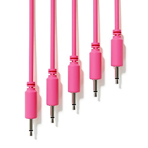 ExcelValley - 5-Pack - Mono Modular Patch Cables - TS 3.5mm 1/8" Eurorack Synthesizer [Pink | 30 cm - 11.81"] - 30 cm - 11.81" - Pink