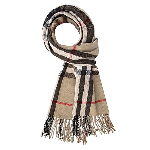 Chalier Fashion Scarf Men Winter Super Soft Warm Tartan Scarf Double Sided Plaid Tassel Scarf Classic Stylish for Men and Women Casual Business - Brown