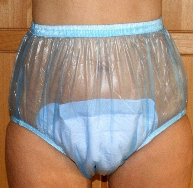 PVC Adult Baby Inkontinenz Windelhose Gummihose blau transparent (WHHB) - auf Lager