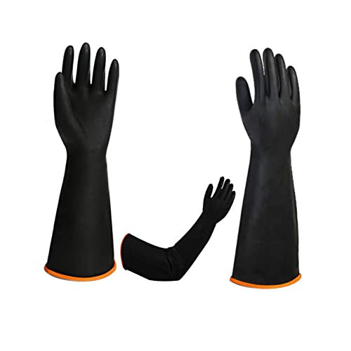 Heavy Duty Latex Gloves, Resist Acid, Alkali and Oil,Reusable Industrial Chemical Rubber Garden Gloves,22inch 1 Pair - 22inch