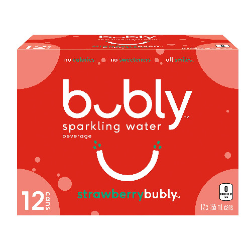 bubly Sparkling Water strawberrybubly, 355 mL Cans, 12 Pack