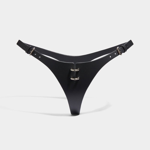 THE PIERCED THONG | Black / Silver / S